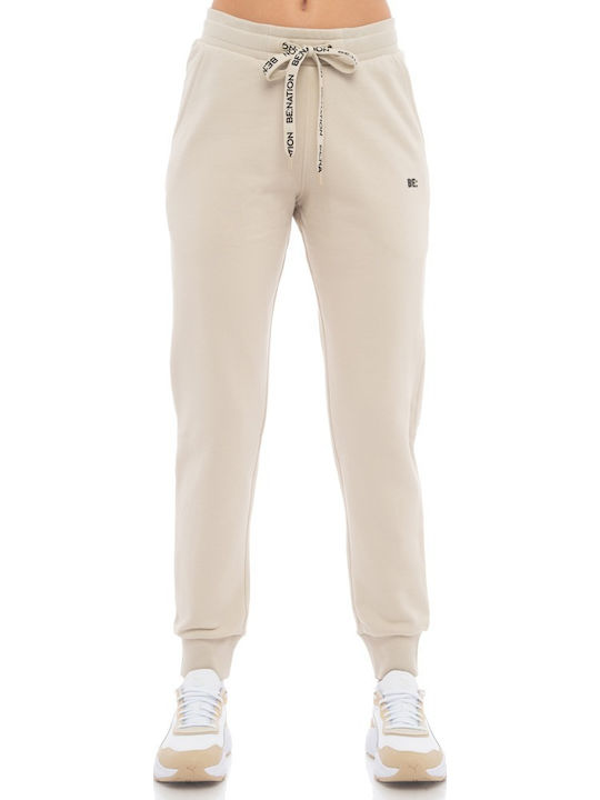 Pantaloni de trening cu elastic ecru