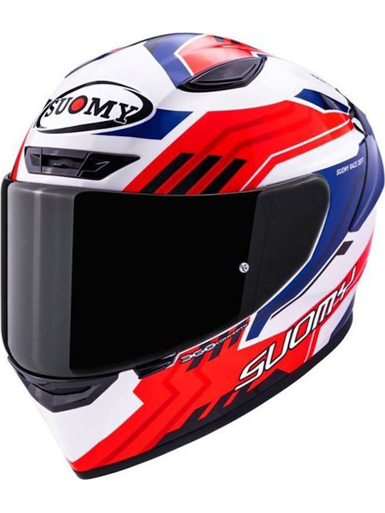 Suomy Track-1 Framework White/Red/Blue Motorcycle Helmet Full Face ECE 22.06 1350gr with Pinlock