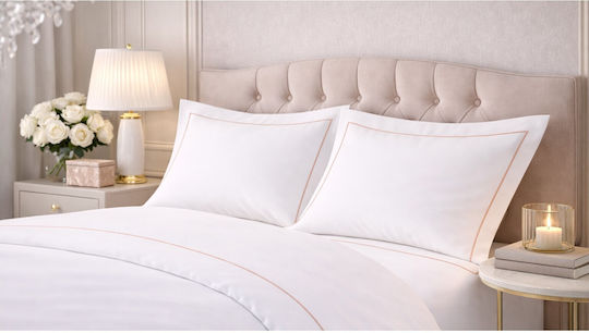 Valeria Home Σετ Παπλωματοθήκη linia 140x200cm Μονή με Μαξιλαροθήκη & 1 Σεντόνι Blush