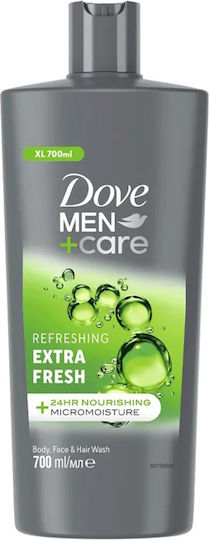 Dove +Care Refreshing Extra Moisturizing Creamy Shower Gel with Mint Scent for Men 700ml
