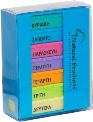 Natural Products Θηκη Χαπιων Εβδομαδιαια 4 Θεσεων Διαφορα Χρωματα 1τμχ
