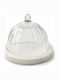 Glass Cake Stand with Lid White 13.5x13.5x10cm
