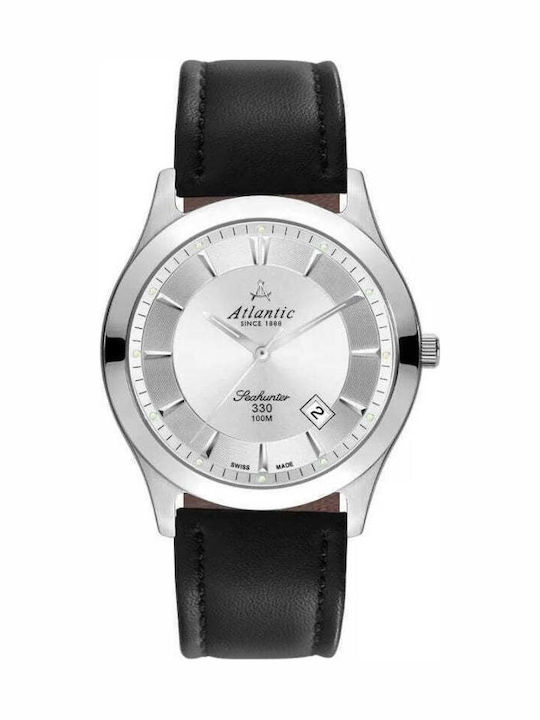 Men's Watch 41mm Battery with Black Leather Strap
