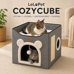 Lelo Pet CozyCube Bear Face – Two Storey Grey Cat House 40x40x38cm