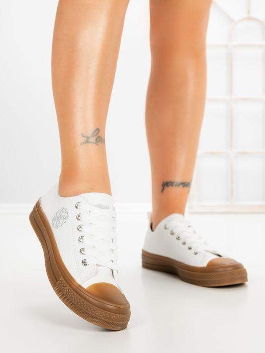 Kalapod Adidași Flatforms Pentru Femei Albi