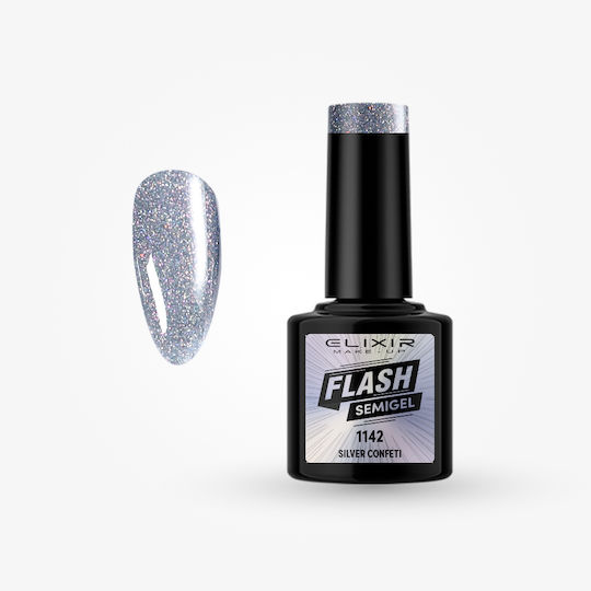 Elixir Elixir Gel Nagellack #1142 Silber Confetti 8ml