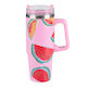 Alpina Appliances Handled Tumbler Θερμός Ανοξείδωτο 900ml Ροζ με Καλαμάκι και Λαβή