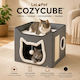 Lelo Pet CozyCube Cat Face – Двуетажна Къщичка За Котки Сива 40x40x37cm