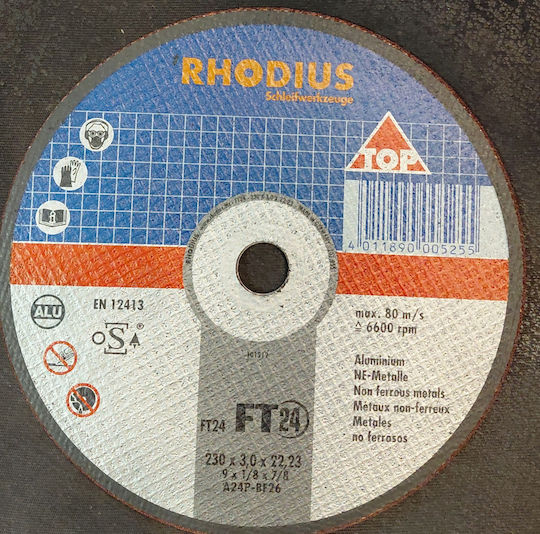 Rhodius Ft24a Top 230mm Δίσκος Κοπής Αλουμινίου 230 Χ 3 Χ 22,2 #ft24-230