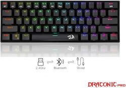 Redragon K530 Draconic Pro Безжично Гейминг Механично Клавиатура 60% с Кафяво по Поръчка Управление и RGB Осветление International English Redragon K530 Draconic Pro Безжично Гейминг Механично Клавиатура 60% с Кафяво по Поръчка Управление и RGB Осветление International English