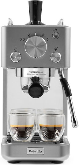 Breville Slimline Barista Manual Espresso Machine 15bar Pressure for Cappuccino Silver VCF185X-01