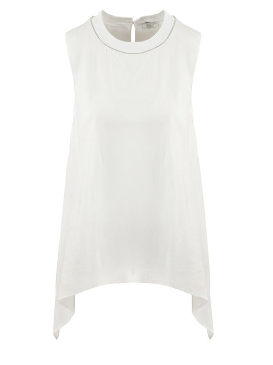 Peserico Women's Cotton Sleeveless White Blouse