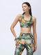 Women's Athletic Sports Bra Green Rooted with Light Padding