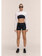 Training Damen Kurzes Leggings mit Formendefinition Schwarz