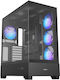 FSP/Fortron M370 Gaming Midi Tower Computer Case with Side Window and ARGB Lighting Black