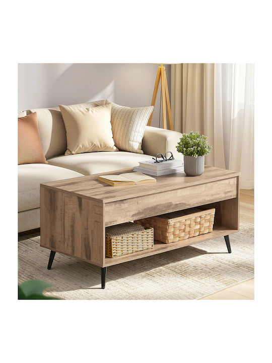 Rectangular Central Coffee Table Wooden with Li...