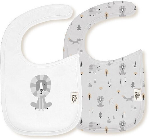 Interbaby Σαλιάρα Impermeabilă din 100% Bumbac cu Autocolant White Grey 2 Buc Interbaby Σαλιάρα Impermeabilă din 100% Bumbac cu Autocolant White Grey 2 Buc