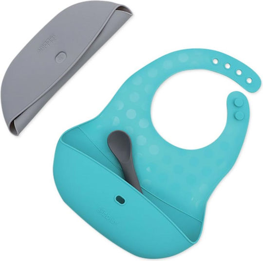 Bbluv Αδιάβροχη Σαλιάρα Σιλικόνης με Τσέπη Aqua/grey 3τμχ
