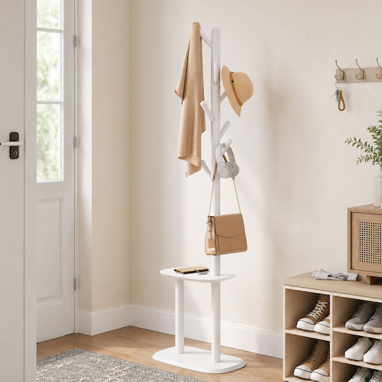 Vasagle Wooden White Freestanding Coat Rack 50x30x170.7cm
