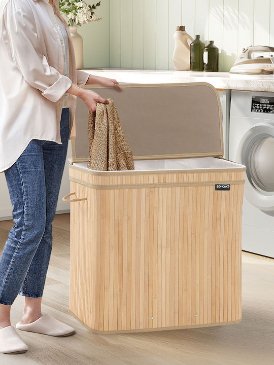 Songmics Laundry Basket Bamboo 150lt with Lid 6...