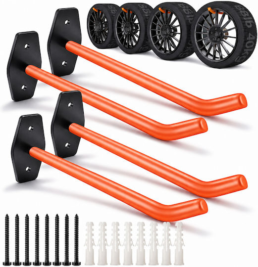 Set 4 Suporturi de perete Jante Anvelope Zola Suportă 60 Kg Oțel Protecție Pvc Accesorii de Montare Incluse