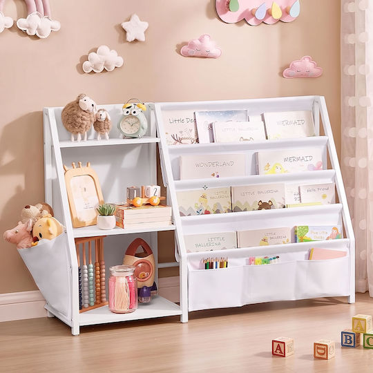 Floor Bookcase Wooden White 108.5x30x75cm
