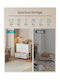 Chest of Drawers for Bedroom in Wood & Metal with 6 Drawers White with Fabric Covering 76.7x30x74.7cm