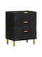 Wooden Bedside Table Black 50x33x62cm