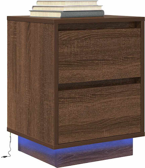 Wooden Bedside Table Brown 38x34x50cm