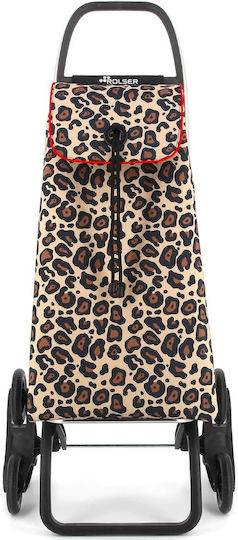 Fabric Shopping Trolley Foldable Brown 36x19x63cm