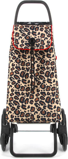 Fabric Shopping Trolley Foldable Brown 36x19x63cm