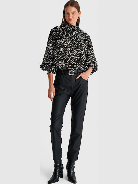 Damen Bluse Langärmelig Schwarz