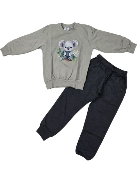Kids Sweatpants Set With Top Grey