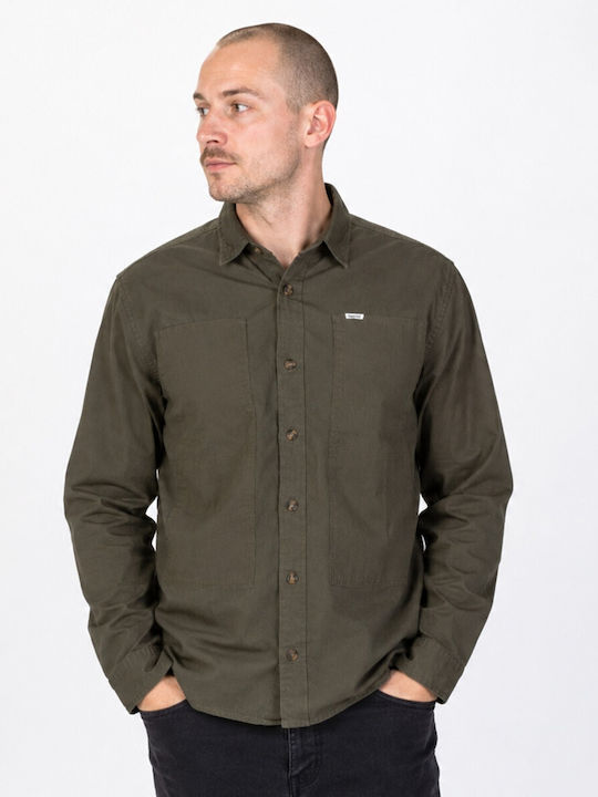 Long Sleeve Denim Shirt in Regular Fit Green