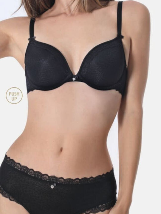 Μαύρο Σουτιέν Push Up με Μπανέλες