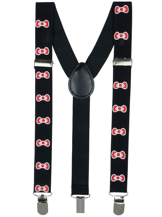 Breteli Pentru Copii ButicCochet Negre Roșii Fundițe Cu Închizători Metalice 25 Mm Br81