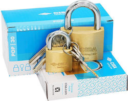 Cisa Locking Line Padlock Brass with Key 20mm