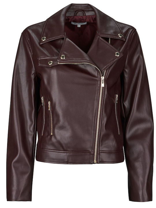 Leather Women's Jacket for Winter Burgundy