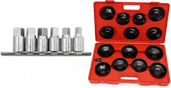 Kraft & Dele Ölwechsel-Kit 15-teiliges Ölfilterschlüssel Set + 6-teiliges Ölablassschlüssel Set