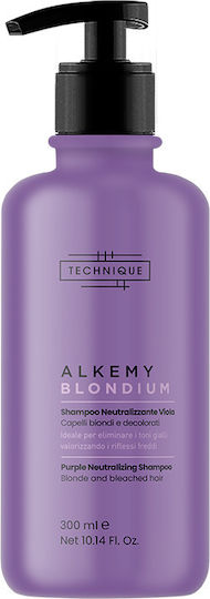 Technique Alkemy Blondium Anti-yellow Purple Shampoo, Μωβ Σαμπουάν Εξουδετέρωσης Κίτρινων Τόνων Σε Ξανθά & Βαμμένα Μαλλιά 300ml