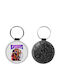 Leather Round Keychain Katseye Glitter Black