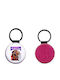 Leather Round Keychain Katseye Glitter Fuchsia