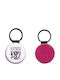 Leather Round Keychain Katseye Glitter Fuchsia