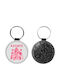 Leather Round Keychain Katseye Glitter Black