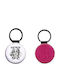 Leather Round Keychain Katseye Glitter Fuchsia