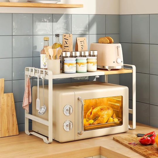 Songmics Βάση για Φούρνο Μικροκυμάτων Bamboo 64x31.5x42εκ. Λευκή