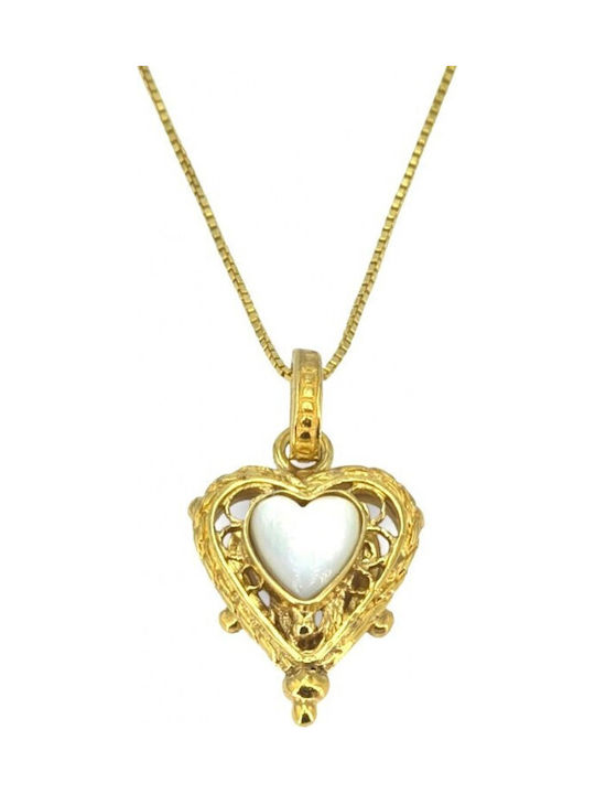 Necklace With Heart Design From Gold Plated Silver