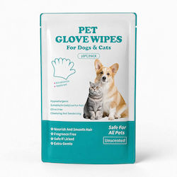 Mănuși umede pentru curățarea câinilor și pisicilor fără parfum 10 bucăți
