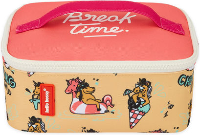 Hello Hossy School Insulated Kids' Lunch Handbag 3 Litre Brown Unicorns 14.5x10x20.5cm