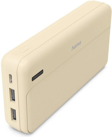 HAMA Pocket 20 Power Bank 20000mAh 10.5W mit 2 USB-A Ausgangsanschlüsse Sand